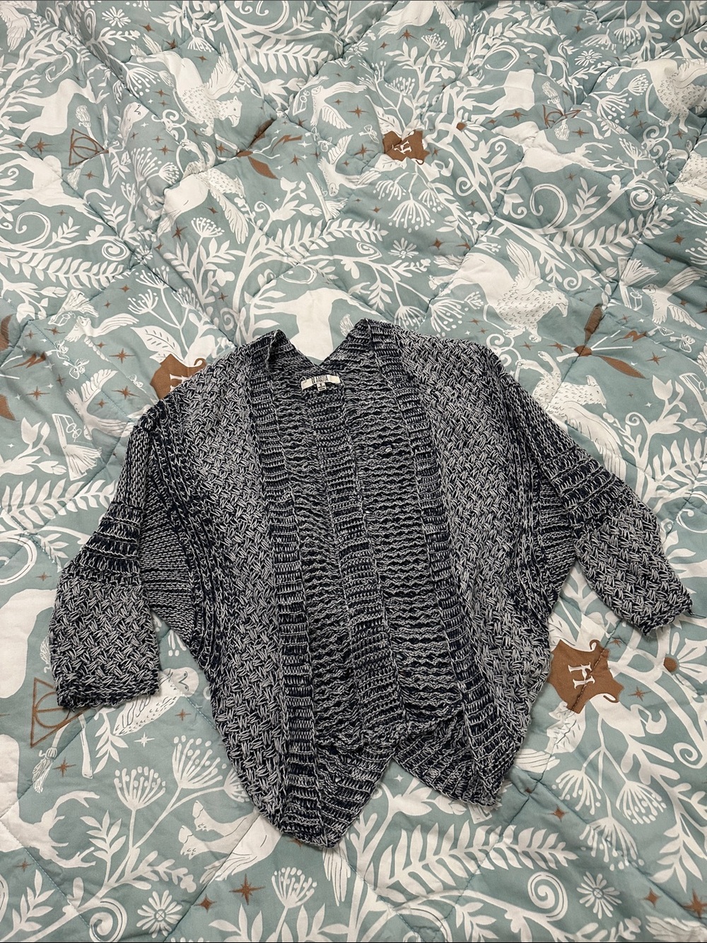 BB Dakota Black and White Marled Knit Open Cardigan